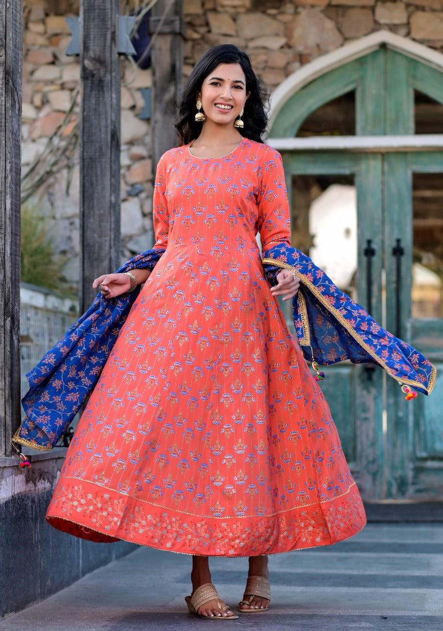 Carmine Pink Anarkali Dress