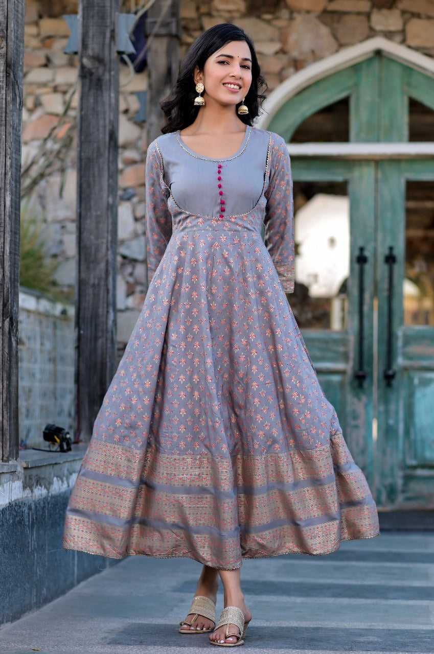 Cadet Blue Anarkali Dress