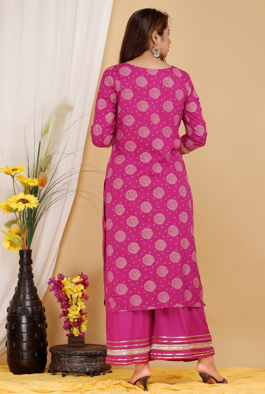 Burnt Pink Kurti with Palazzo