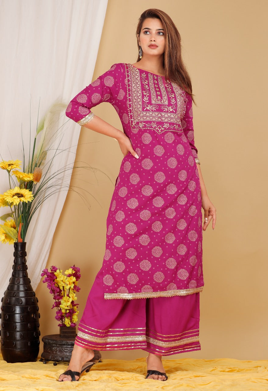 Burnt Pink Kurti with Palazzo